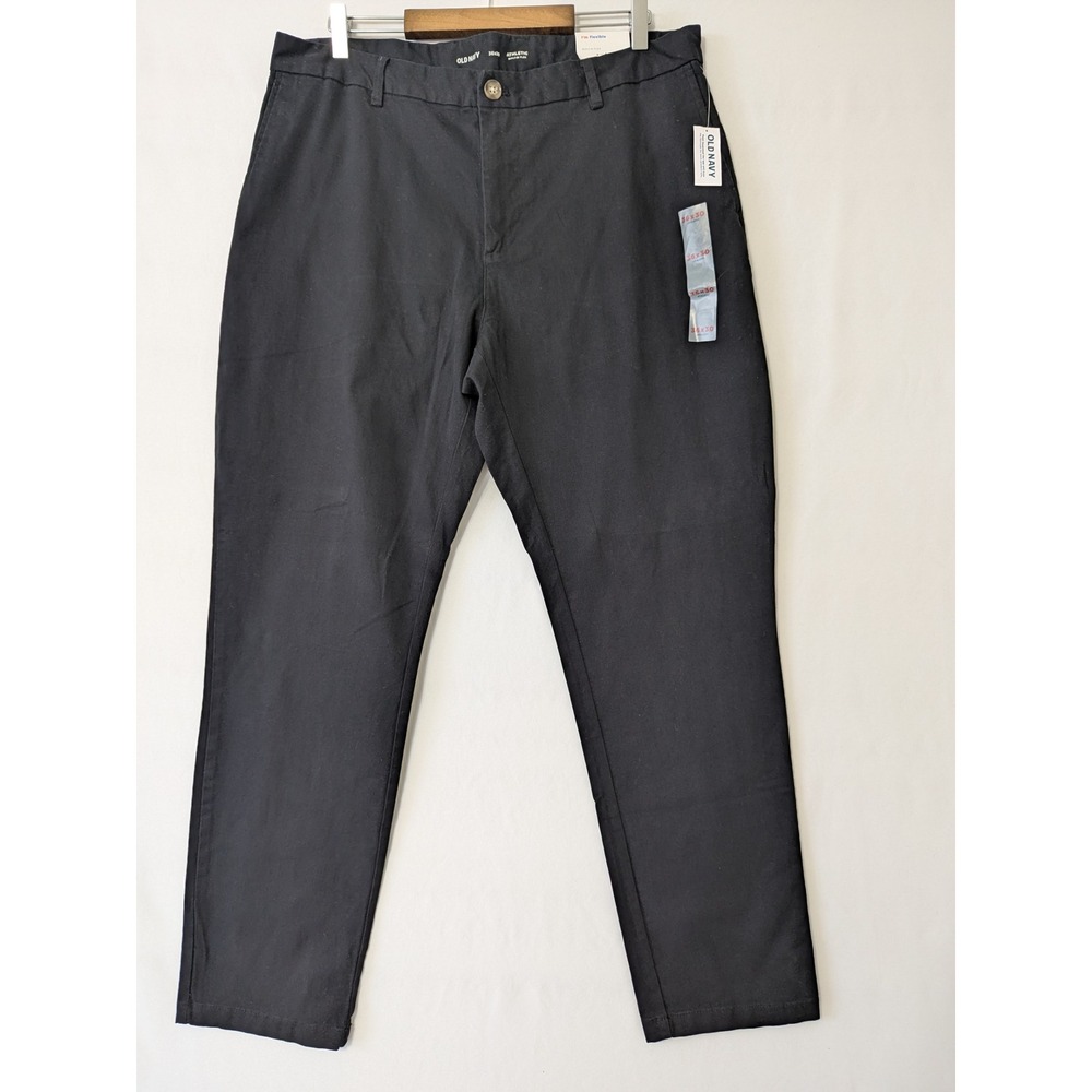 Old Navy Athletic Fit Built-In Flex Chino Pants Black Mens 36x30 Office Casual‎